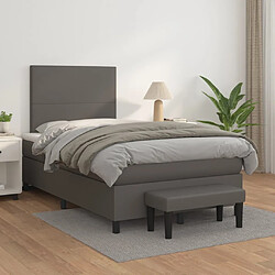 Avis Maison Chic Lit adulte- Lit + matelas,Sommier à lattes de lit avec matelas gris 120x190 cm similicuir -GKD77977