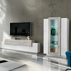 Ahd Amazing Home Design Composition Murale Salon Blanc Gris Meuble TV Vitrine Corona