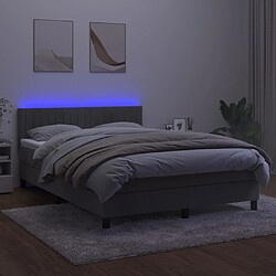 Acheter Maison Chic Lit adulte- Lit + matelas,Sommier à lattes de lit avec matelas LED Gris clair 140x200 cm -GKD65303