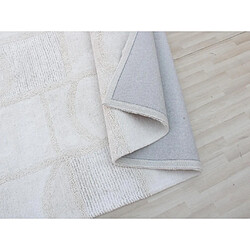 Avis Vente-Unique Tapis en relief en coton fait à la main - 160 x 230 cm - 1800g/m2 - Ivoire - HAZELA