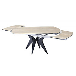 Inside 75 Table de repas extensible BOOMERANG 160/228 x 95 cm plateau finition bois pied acier noir