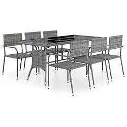 Maison Chic Jeu à dîner de jardin 7 pcs,Mobilier de salle à manger d'extérieur,Meuble à dîner Résine tressée Anthracite et gris -GKD665344