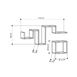 Avis Toilinux Etagère murale graphiques L.116 cm - Blanc