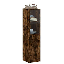 Acheter Maison Chic Commode Buffet - Meuble de rangement avec porte en verre chêne fumé 35x37x142 cm -GKD22751