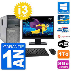 PC Tour Dell 990 Ecran 19" Intel i3-2120 RAM 8Go Disque Dur 1To Windows 10 Wifi - Occasion