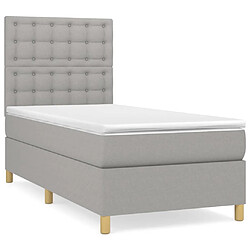 vidaXL Sommier à lattes de lit et matelas Gris clair 90x190 cm Tissu