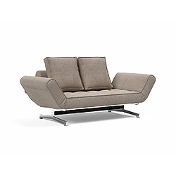 Inside 75 Canapé design GHIA CHROME tissu cordufine beige convertible lit 210*80cm