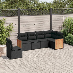 Maison Chic Salon de jardin 6 pcs avec coussins | Ensemble de Table et chaises | Mobilier d'Extérieur noir résine tressée -GKD45438