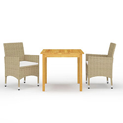 Salle à manger de jardin 3 pcs,Table et chaise à dîner Beige -MN73357