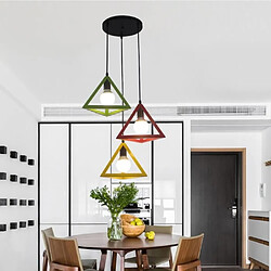 Stoex Suspension industrielle cage forme triangulaire fer, Lustre abat-jour 3 couleur différent E27 luminaire pour salon salle à manger cuisine bar