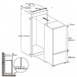 Avis Réfrigérateur combiné intégrable à glissière 249l - bic1724es - BRANDT