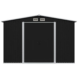 Helloshop26 Abri de jardin cabane cabanon maison de stockage remise extérieur hangar outils robuste acier 257 x 205 x 178 cm anthracite 02_0022384