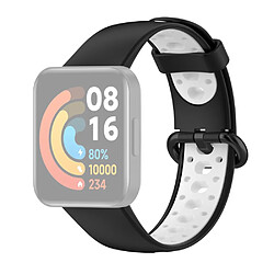 Bracelet en silicone bicolore, sangle respirante, noir/blanc pour votre Xiaomi Redmi Watch 2