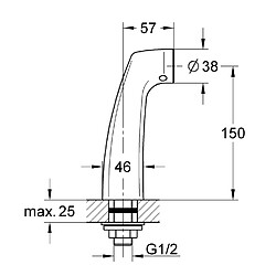 Raccord colonnette 150 mm 33624 sur gorge - GROHE - 12036000