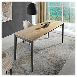 Inside 75 Table repas extensible GEO 10 couverts 10/240x90cm pieds noirs plateau chêne noueux