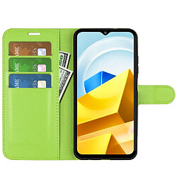 Etui en PU texture litchi, anti-écaillage avec support pour votre Xiaomi Poco M5 4G - vert