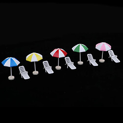 Ensemble de 5 chaises longues de plage parasol modèle de maison de poupée décor de jardin