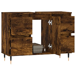 Avis Maison Chic Armoire salle de bain,Meuble de rangement de salle de bain,Meuble haut chêne fumé 80x33x60cm bois d'ingénierie -GKD865505