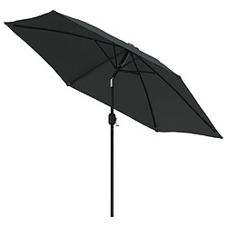 Helloshop26 Parasol d'extérieur avec led et mât en acier 300 cm anthracite 02_0008173