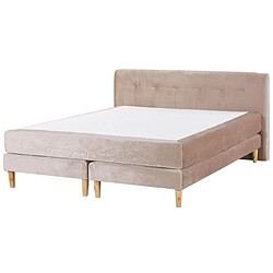 Beliani Lit boxspring en velours beige 180 x 200 cm MARQUISE