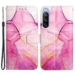 Etui en PU motif en marbre Rose/pourpre/or ls001 pour votre Sony Xperia 10 III 5G/Xperia 10 III Lite