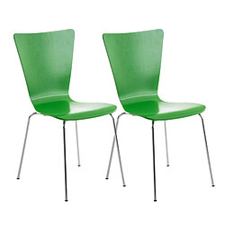 Decoshop26 Lot de 2 chaises de cuisine salle à manger empilable en bois vert et structure stable à quatre pieds en métal 10_0003077