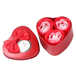 Totalcadeau Coffret boîte coeur avec 3 savons roses rouges idée cadeau