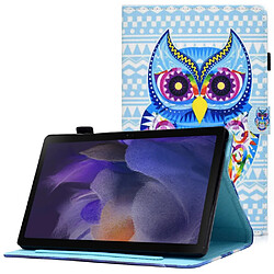 Etui en PU magnétique avec porte-cartes et porte-stylet Hibou bleu pour votre Samsung Galaxy Tab A8 (2021) SM-X200/SM-X205