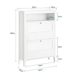 Avis SoBuy FSR152-W Armoire à Chaussures Commode à Chaussures 2 Abattants Meuble de Rangement à Chaussures