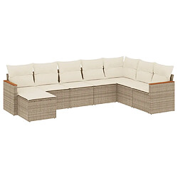 vidaXL Salon de jardin avec coussins 8 pcs beige résine tressée