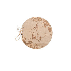 LIVRE D'OR BOIS OH BABY ROND 16X16.5CM 68P NATUREL