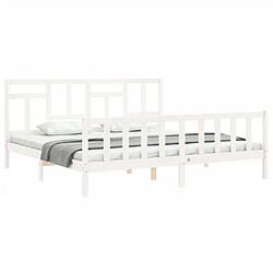 Acheter Maison Chic Lit adulte - Cadre Structure de lit avec tête de lit Contemporain blanc 200x200 cm bois massif -MN25089