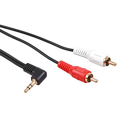 Câble 3.5mm mini Jack Maclean MCTV-828 2x Cinch 2RCA 15m coudé 90° plaqué or