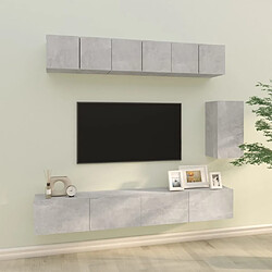 vidaXL Ensemble de meubles TV 6 pcs Gris béton Bois d'ingénierie