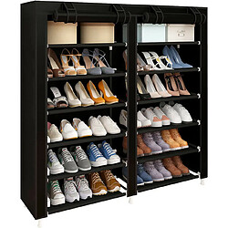 Meuble à chaussures en tissu avec portes à fermeture éclair Nyana Home 110x120x30 cm Noir