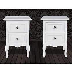 Avis Maison Chic Lot de 2 Tables de chevet,Table de nuit,Table d'appoint pour salon avec 2 tiroirs MDF Blanc -MN52697