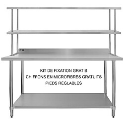 Monstershop Table de Travail Préparation Cuisine 1800mm & Étagère d'Appoint 2 Niveaux