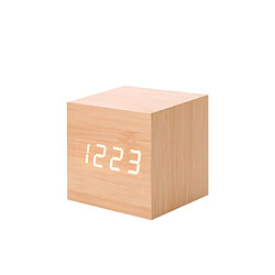 Wewoo Réveils Multicolore Sons En Bois De Contrôle Horloge Moderne Numérique LED Bureau Réveil Thermomètre Minuterie Blanc