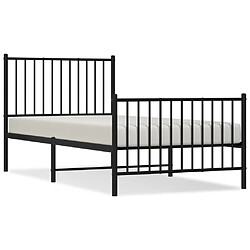 vidaXL Cadre de lit métal sans matelas avec pied de lit noir 90x190 cm