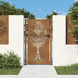 vidaXL Portail de jardin 105x205 cm acier corten conception de l'arbre