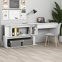 Maison Chic Bureau solide,Table de travail,Bureau d'ordinateur d'angle Blanc brillant 200x50x76 cm Aggloméré -GKD52924