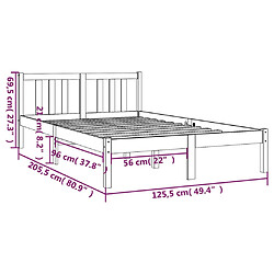 vidaXL Cadre de lit sans matelas marron miel bois massif 120x200 cm pas cher