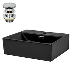 Lavabo avec vidage et trop-plein 41,5x36,5x13 cm noir en céramique ML-Design