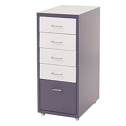 Decoshop26 Caisson à tiroirs armoire de bureau 69x28x41 cm 5 tiroirs en acier gris foncé blanc 04_0008259