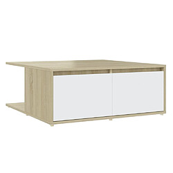 vidaXL Table basse blanc et chêne sonoma 80x80x31 cm bois d'ingénierie