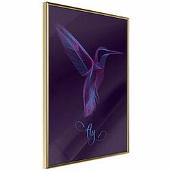 Paris Prix Affiche Murale Encadrée Fluorescent Hummingbird 20 x 30 cm Or