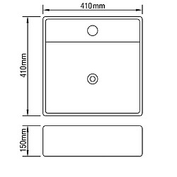 vidaXL Luxueuse vasque céramique carrée avec trop plein 41 x 41 cm pas cher