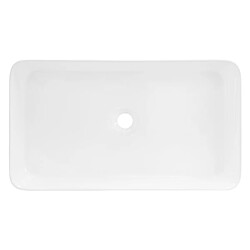 ML-Design Lavabo en Céramique Blanc, 68 x 38 x 12 cm, Rectangulaire, Vasque à Poser sur Plan de Toilette, Lave-Mains Évier pour la Salle de Bain/WC Invités, Design Moderne, sans Matériel de Montage