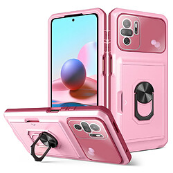 Coque en TPU + acrylique avec béquille, rose/rouge vin pour votre Xiaomi Redmi Note 10 4G/Note 10S