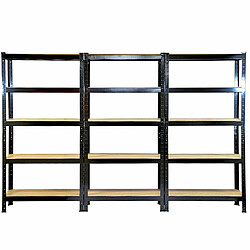 Monstershop Monster Racking 6 Rayonnages T-Rax en Acier Sans Boulons Noirs 75cm x 30cm x 150cm